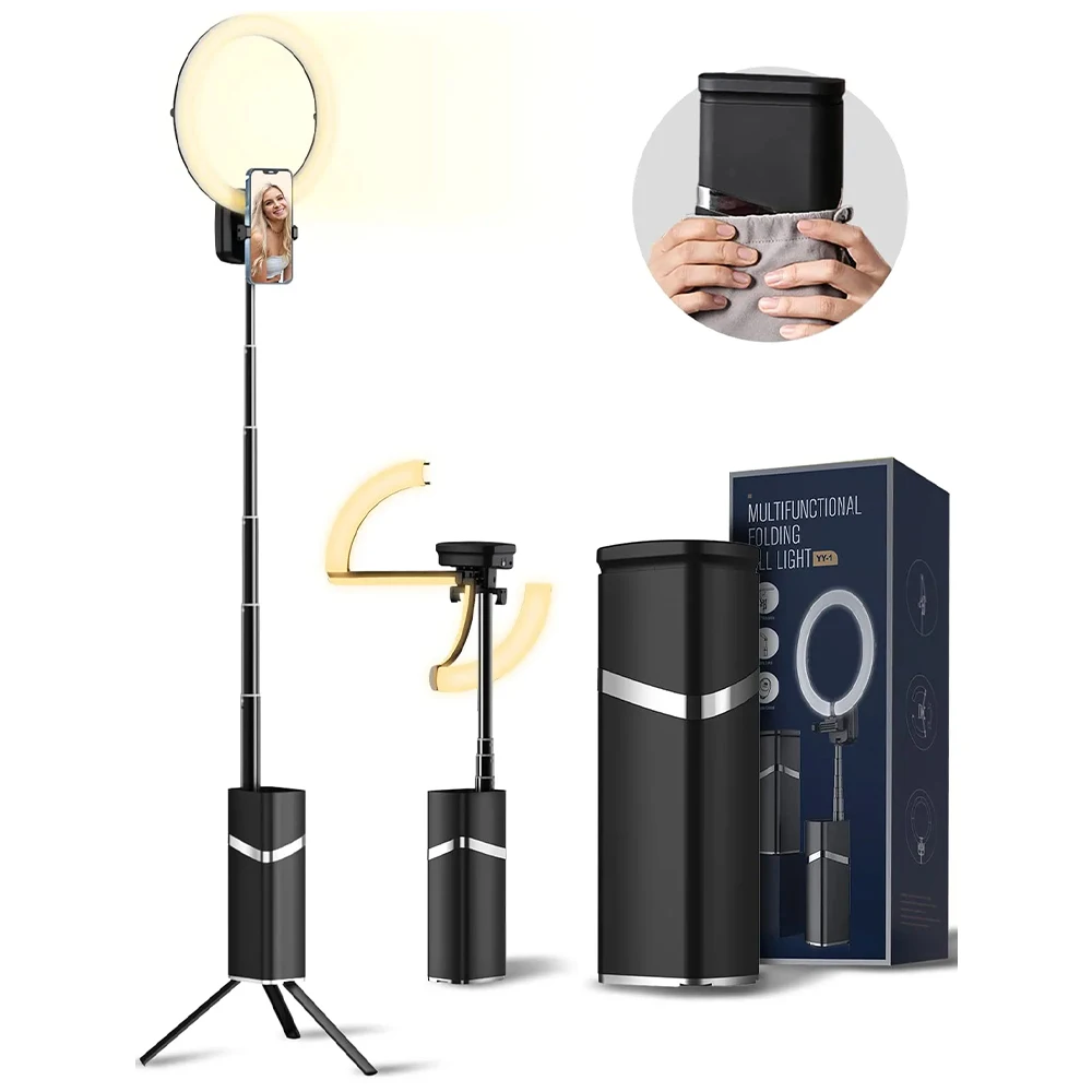 Hot Sale 10 Inch Foldable Storage Wireless Selfie Ring Light Portable Tripod Stand Box Rechargeable Led Ring Fill Light