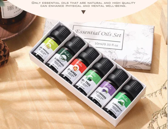 Wholesale Essential Oil Gift Set Peppermint Orange  Natural Organic Pure Aromatherapy Essential Oil Set Diffuser Essential Oil