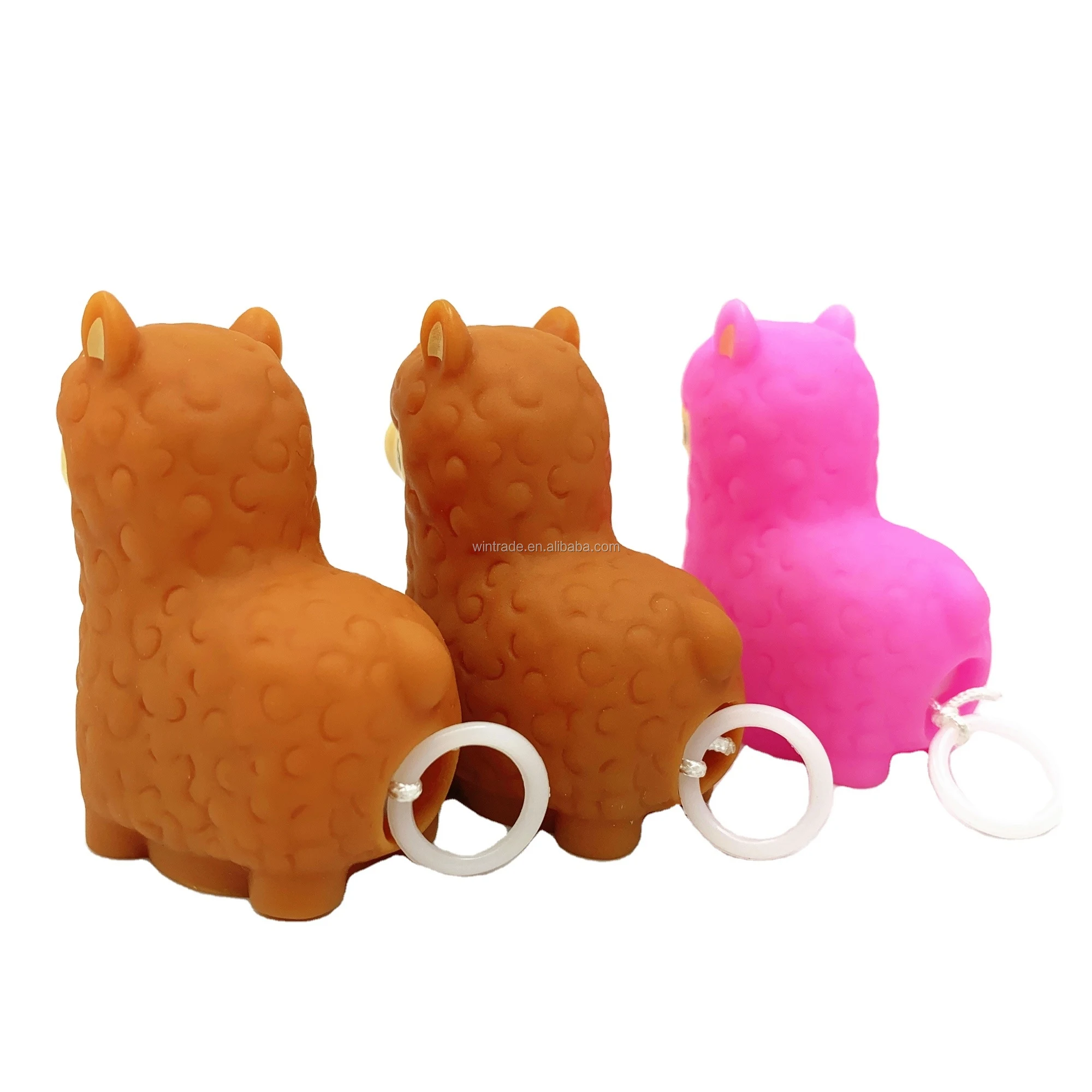  Wholesale soft plastic alpaca small capsule pull the string to make toy move pvc animal