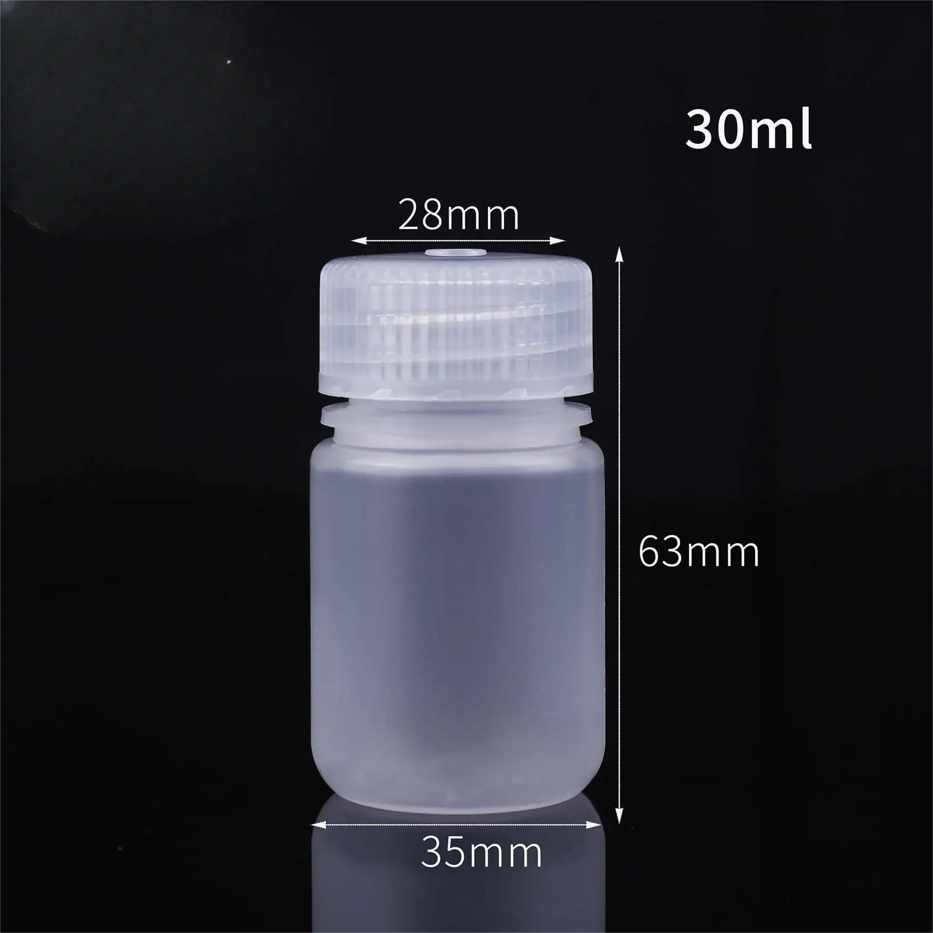 30ml reagent PP plastic packaging high temperature resistant sample vials transparent pigment powder dispensing bottle