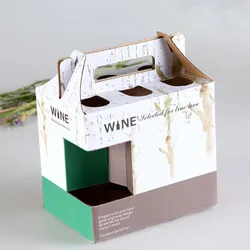Custom Printing Corrugated Cardboard Box Wine Beer Bottle Carrier Holder Carrying 6 Pack Corrugated Board Beverage FSC Folders