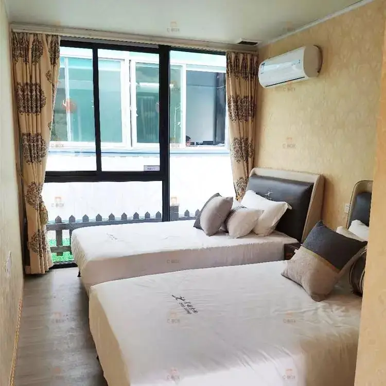 Low Cost Prefab Warehouse Hotel Room Prefab 20ft Mobile House Shopping Container Warehouse