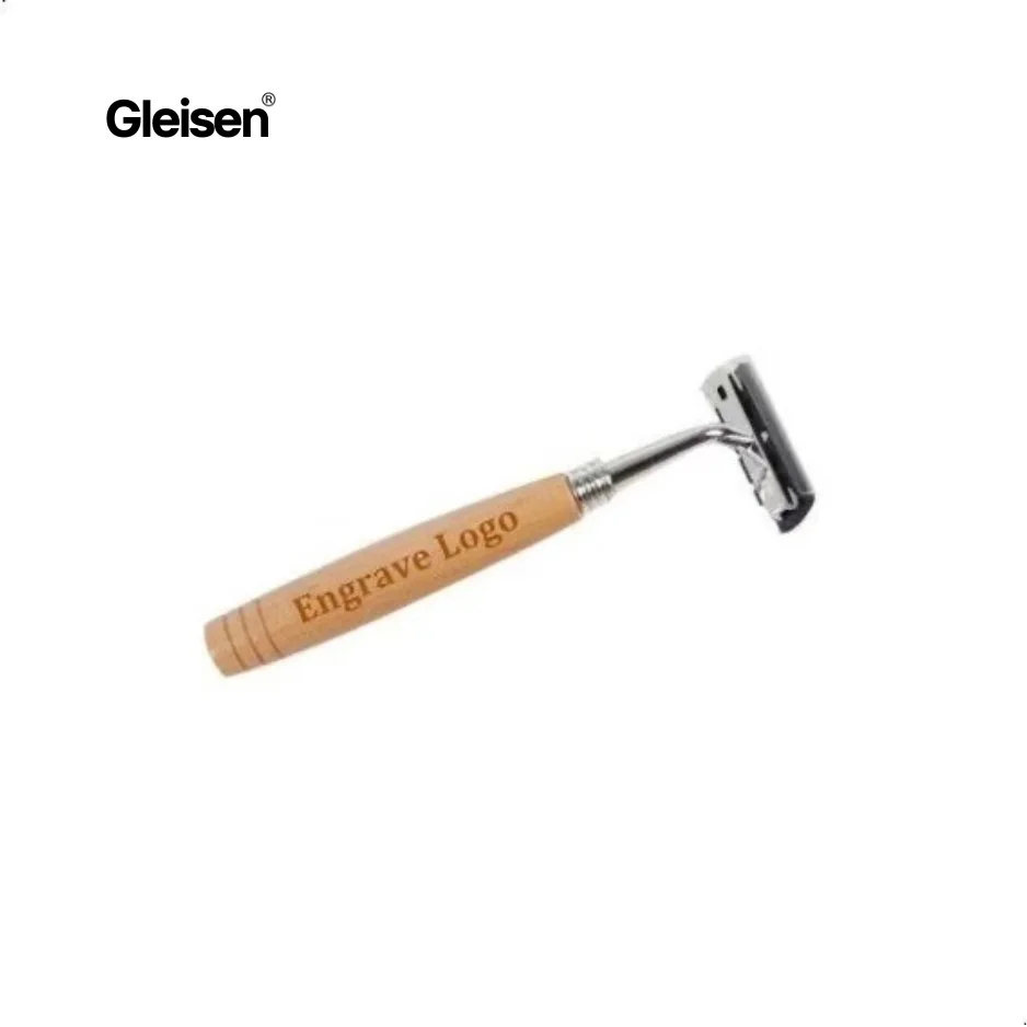 Eco friendly Custom logo Bamboo Razor Biodegradable Bamboo Handle Stainless Steel Sword Crown Men Shaving Razor Shaving Kit