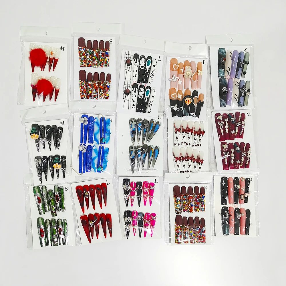 Super Long Random Design Size Wholesale Luxury Short Medium Long Nail Art Handmade Press On Nails