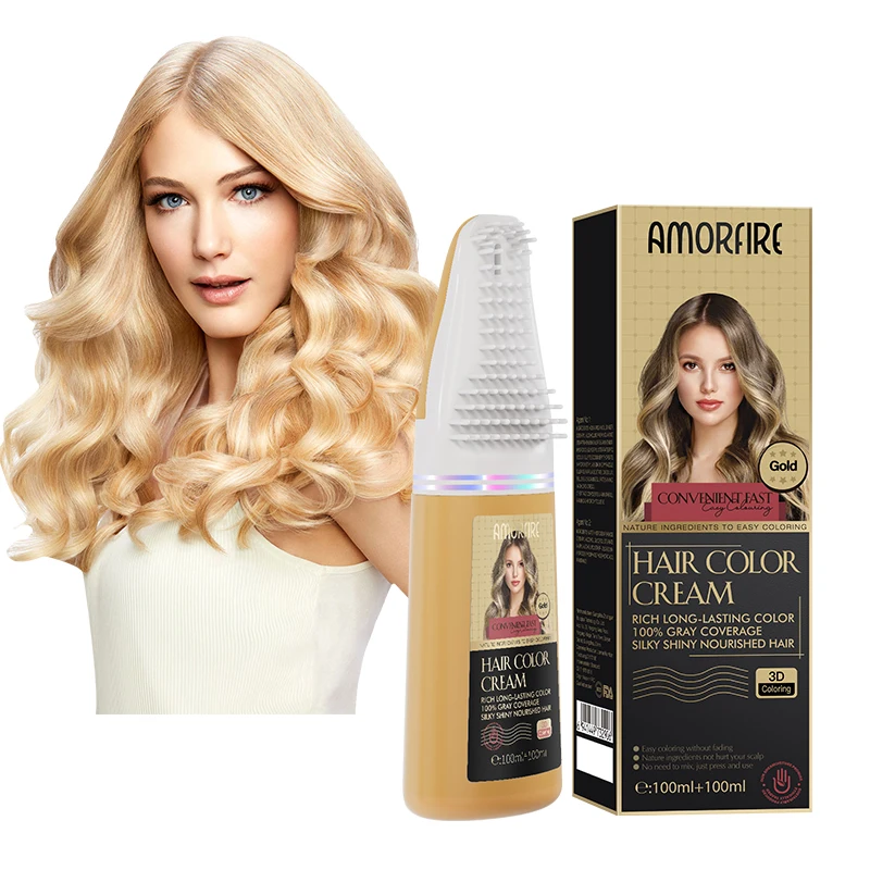 Private Label permanent hair color dye shampoo 200ml with Comb pump(blonde)