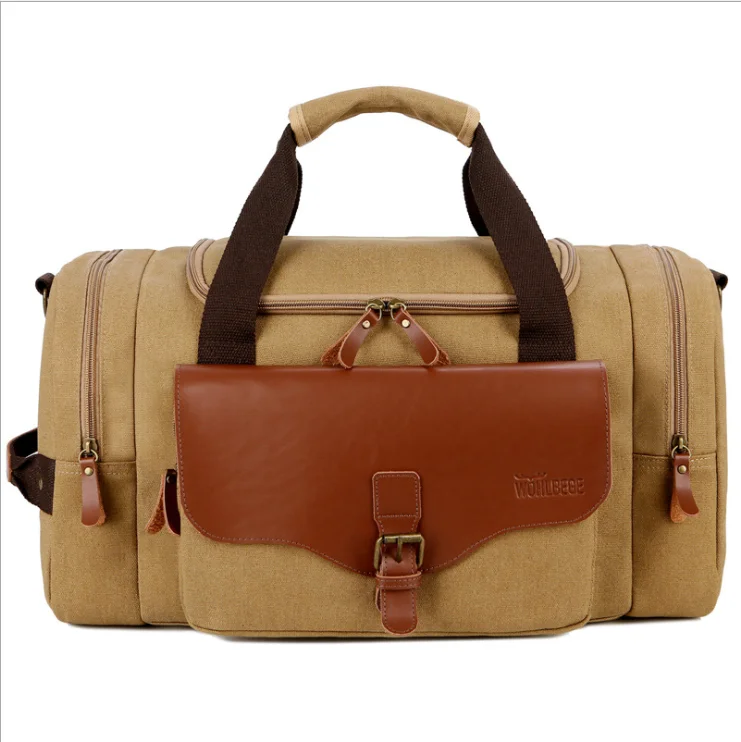 Large Capacity 16 OZ Canvas Long Trip Tote Travel Sports Bag Men`s Outdoor Shoulder Travel Duffel Bag