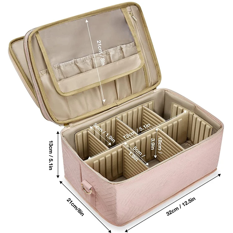 Double Layer Cosmetic Makeup Organizer Cosmetics Makeup Brushes Toiletries Travel Makeup Train Case