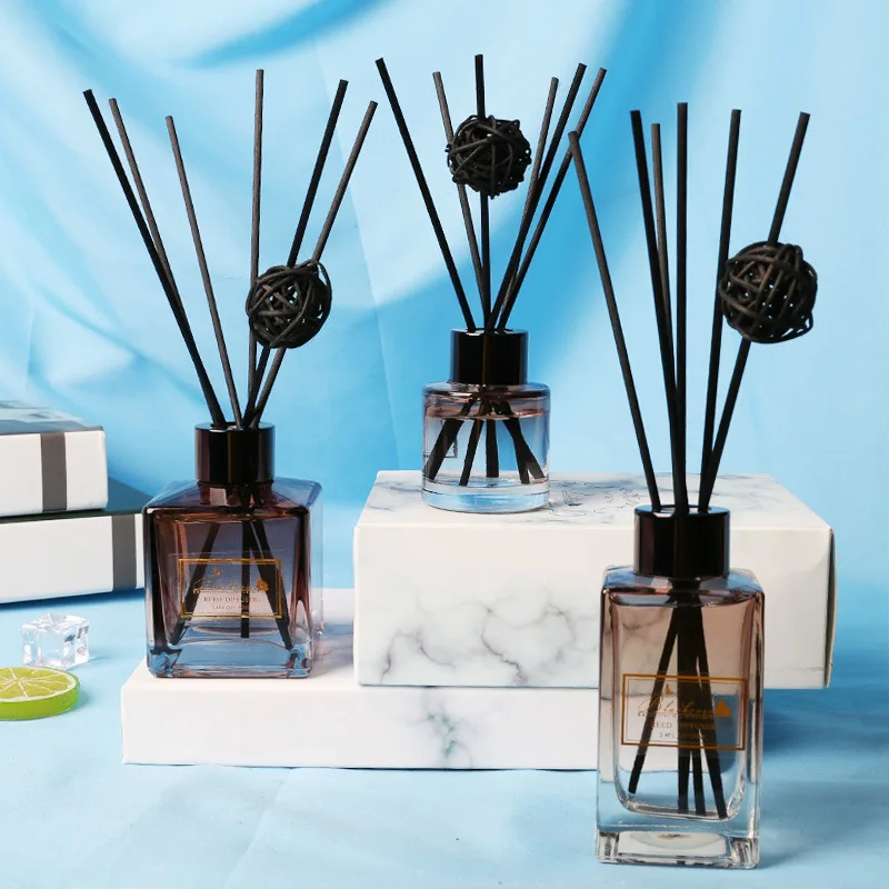 Mescente Customised Logo Amber Glass Perfume Home Reed Diffuser Men Set of 3