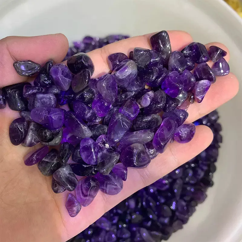 Wholesale natural quartz crystal stones chips tumbled stone amethyst gravel for fish tank aquarium flowerpot garden decoration