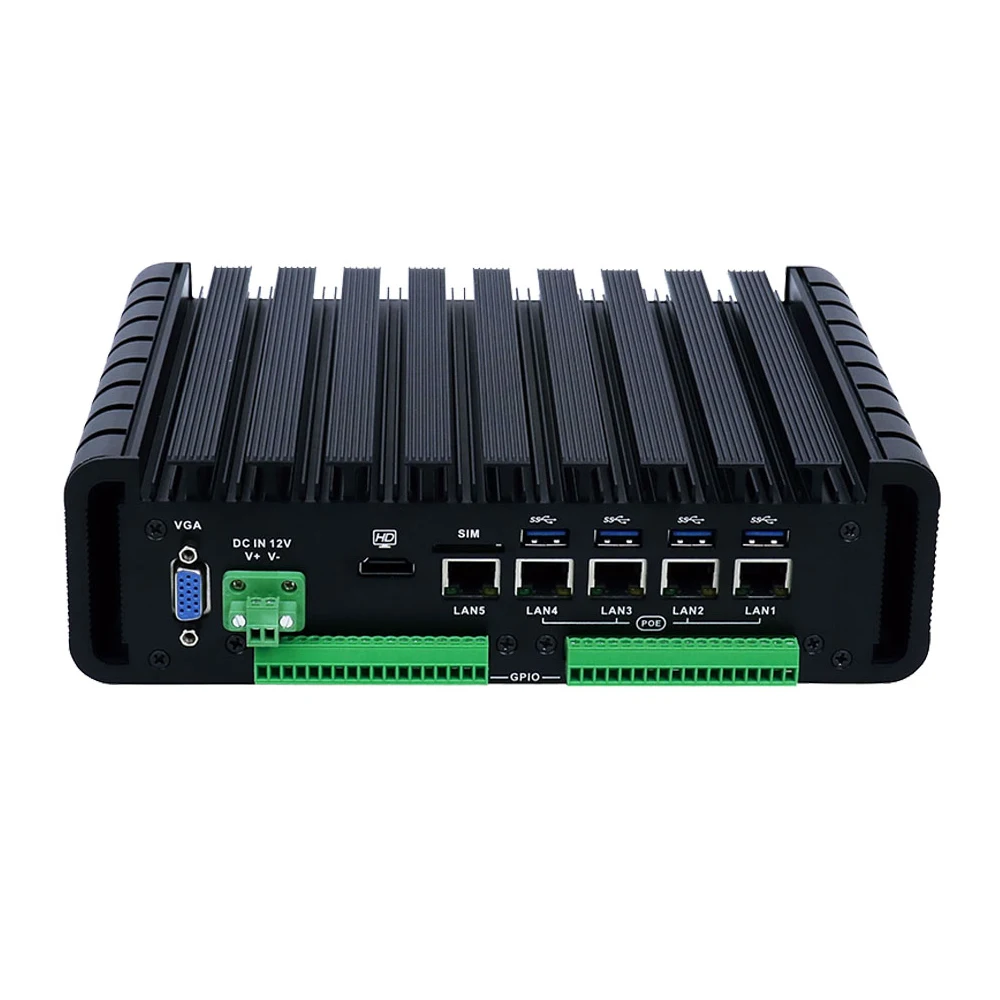 Compact I5 Fanless Box PC 4 POE 5 Intel Ethernet LAN 4G SIM WiFi Rugged Mini ITX Industrial Computer 9V-36V Micro Board For ATM