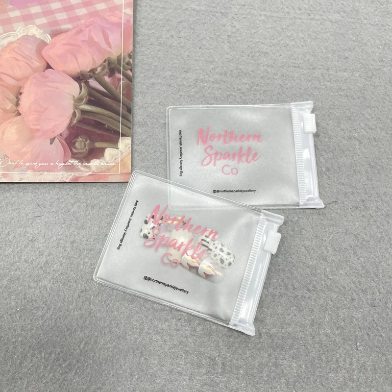 Custom Small Luxury Earrings Packaging Bag Mini Ziplock Bag Frosted Ziplock Bags With Logo Zipper For Jewelry