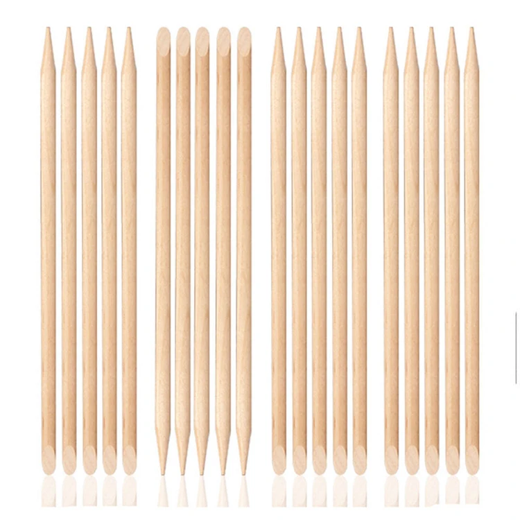 Double Headed Orange Mini Wood Stick Dead Skin Pusher Remover Nail Clean Manicure Sticks Disposable Wooden Nail Cuticle Pusher