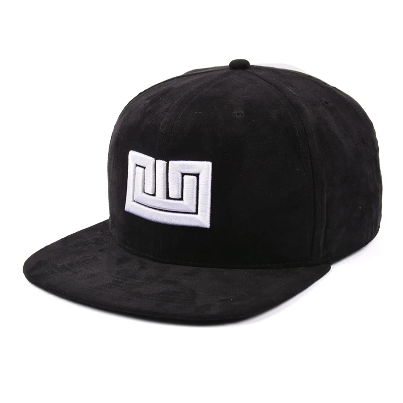 Custom suede 3d embroidery flat cap fitted snapback hat