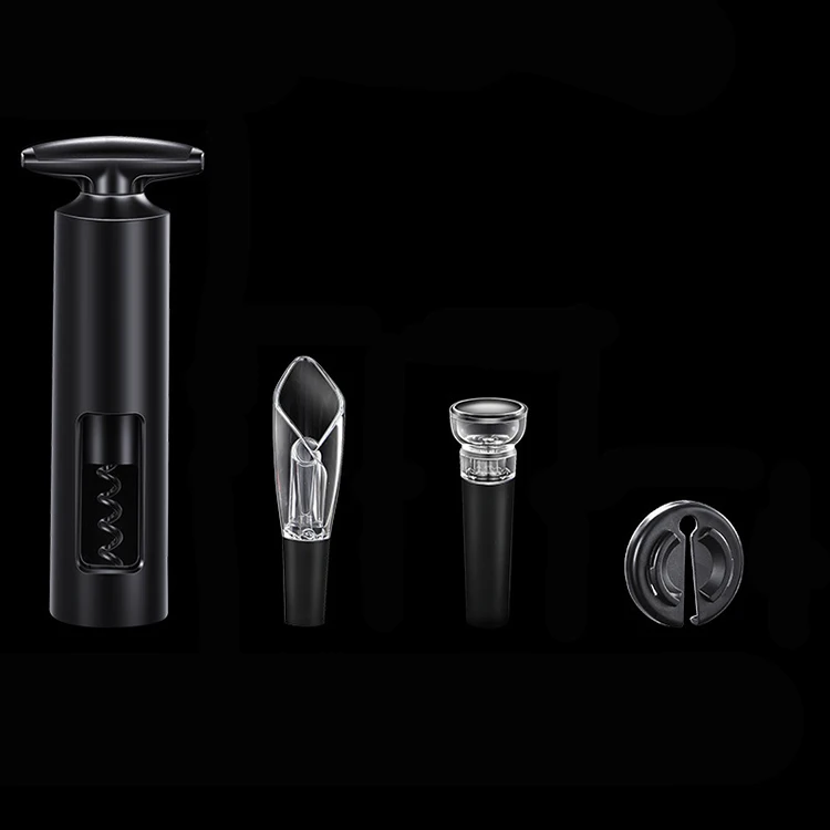 4-Piece Stainless Steel Corkscrew Opener Foil Cutter Wine Aerator Vacuum Stopper Kit Wine Opener Gift Set