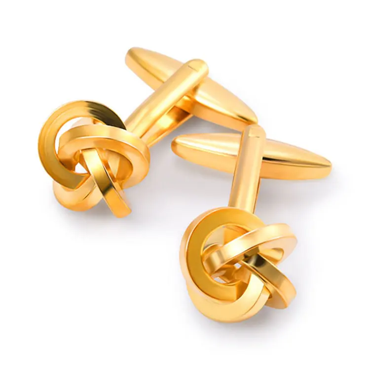 
Hot Sale Copper Material Cuff Links Gold Color Knot Design Metal Knot Cufflinks For Men 