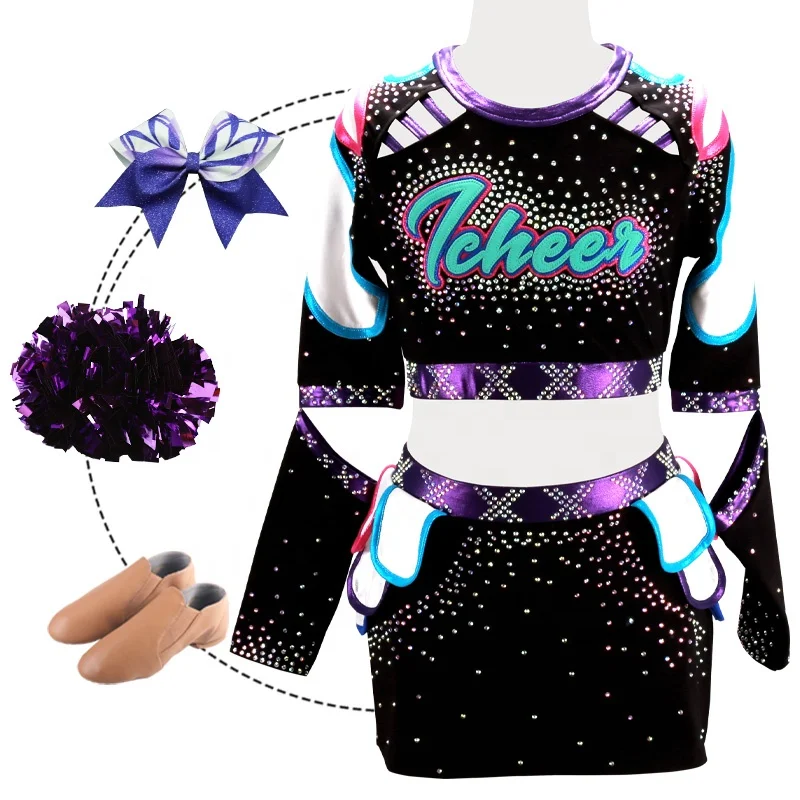 Wholesale Cheerleading Uniforms With High Quality Uniform For Cheerleaders Paneled Competitions Uniform By AB Crystal