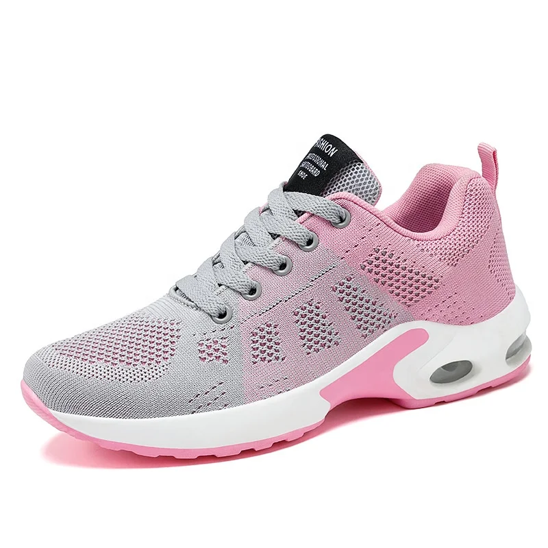 Shock-Absorbant  Breathable Knitting upper women sport shoes with comfortable bottom running shoes for OEM