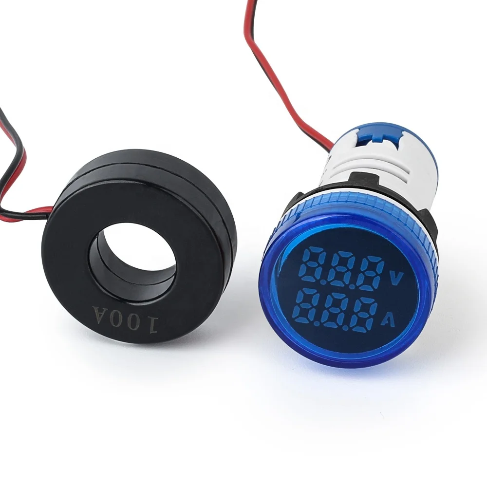 NIN 22mm round blue mini led digital voltmeter ammeter