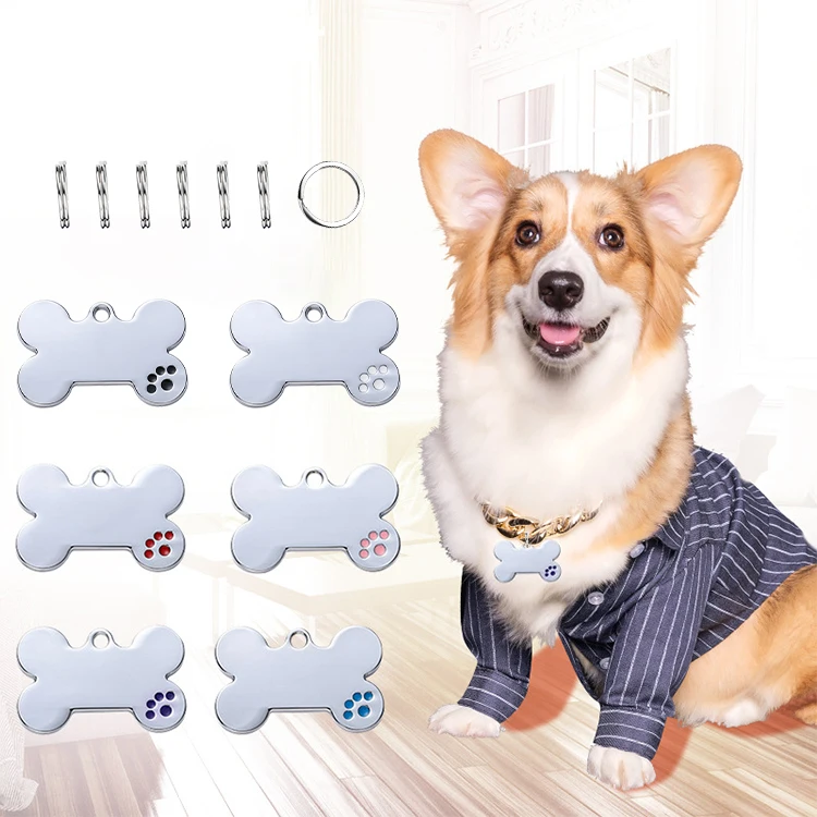 Personalised Puppy Dog Name Tag Stainless Steel Sublimation Engraving Collar dog tags name ID Pet Blank Bone Dog Tag
