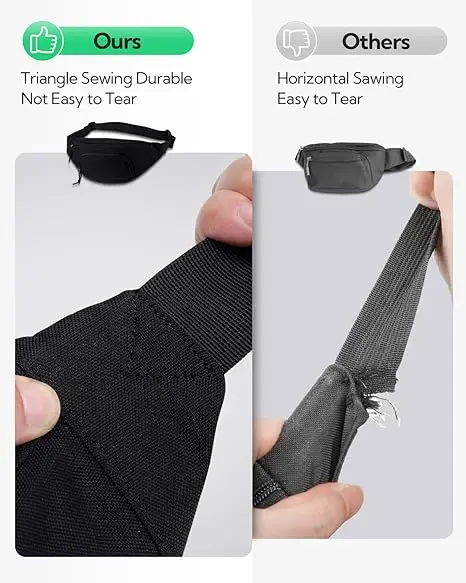 WATERFLY Large Crossbody Fanny Pack Slim Waist Bag Sports Hip Pouch for Woman Man  waist bag waterresistant