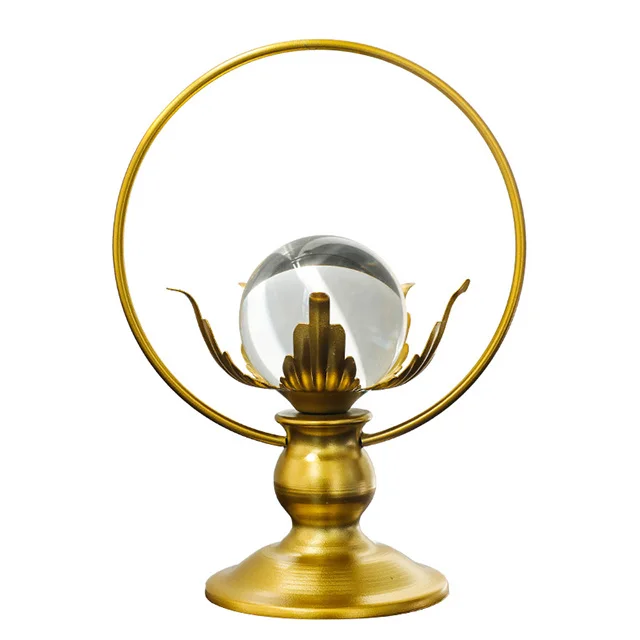 Temple decoration Items iron and glass 3d crystal ball Lotus flower ornaments for God temple home decorative