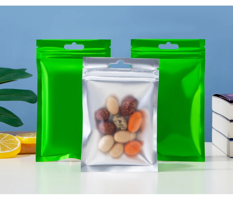 Food Storage Matte Foil Airtight Bags Flat Heat Seal Lock Resealable Plastic Candy Packaging Pouch