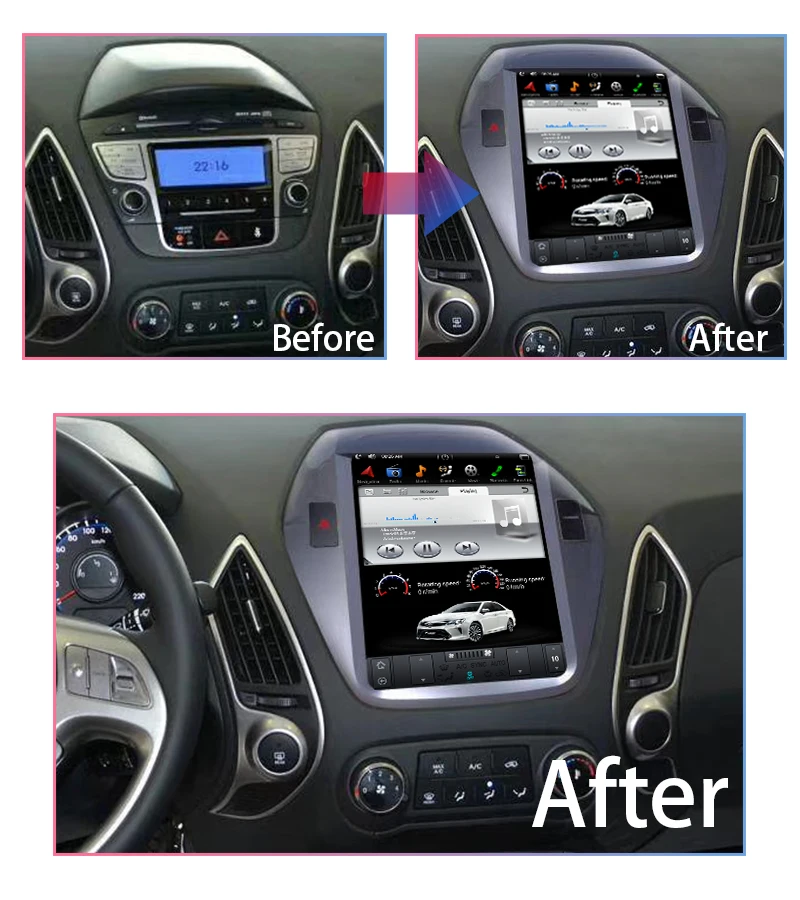 Touch Screen tesla Vertical 10.4 Inch Android Car audio DVD Player with BT Car Video for Hyundai IX35 Tucson 2009-2015 radio au