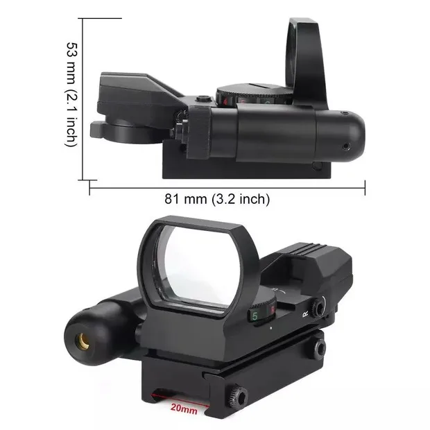 G- Luck Reflex Sight 4 Reticle Red & Green Dot Sight Optics With Integrated Red Laser Sight