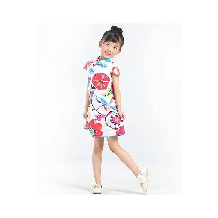 
Summer Chinese Style Flower Baby Cheongsam Children Qipao Girls 