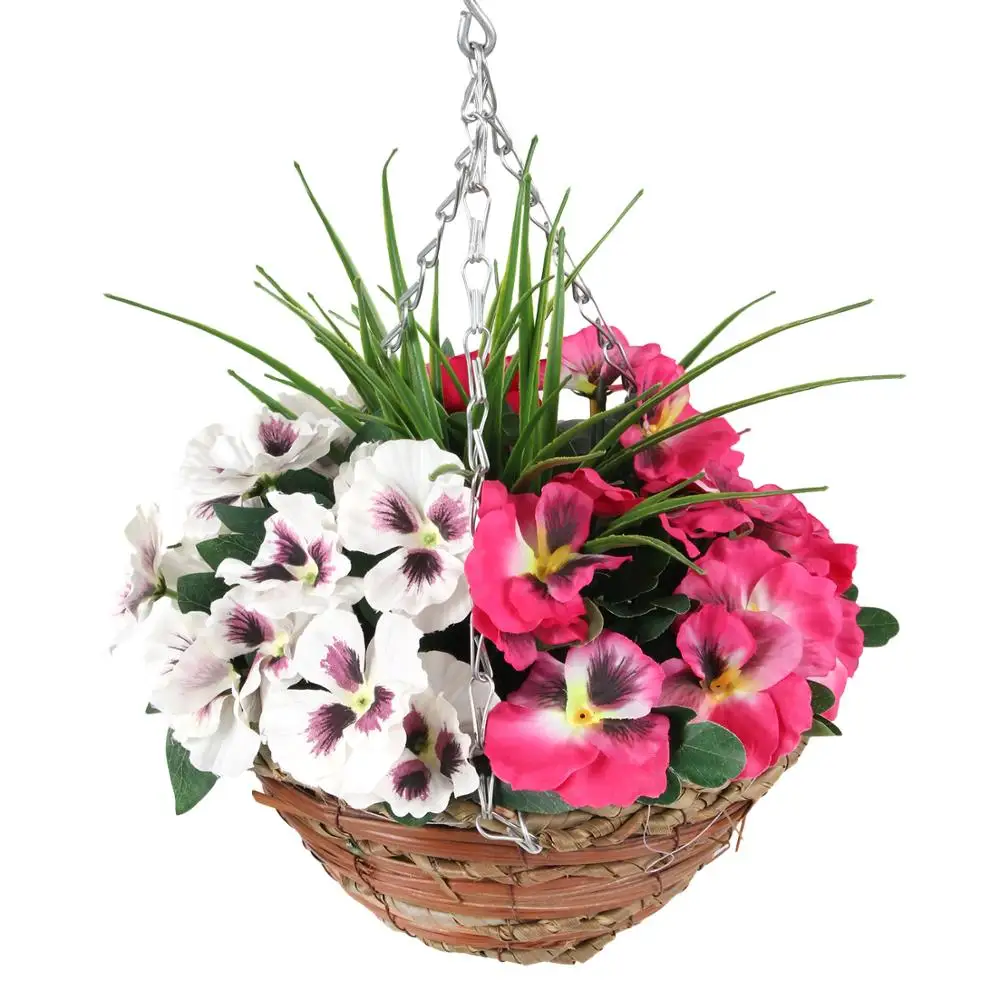 Hot Sale Home Office Decor Artificial Natural Plant Hanging Color Flower with Basket
