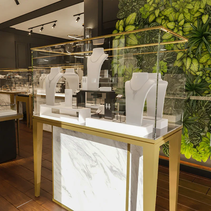 Customized Jewelry Store Display Furniture Diamond Mall Design Glass Jewelry Counter Showcase