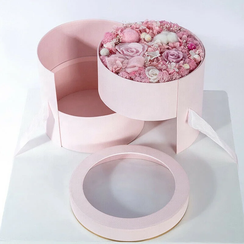 Double Layers Round Rotating Box Gift two layer 2 tier round gift packing boxes