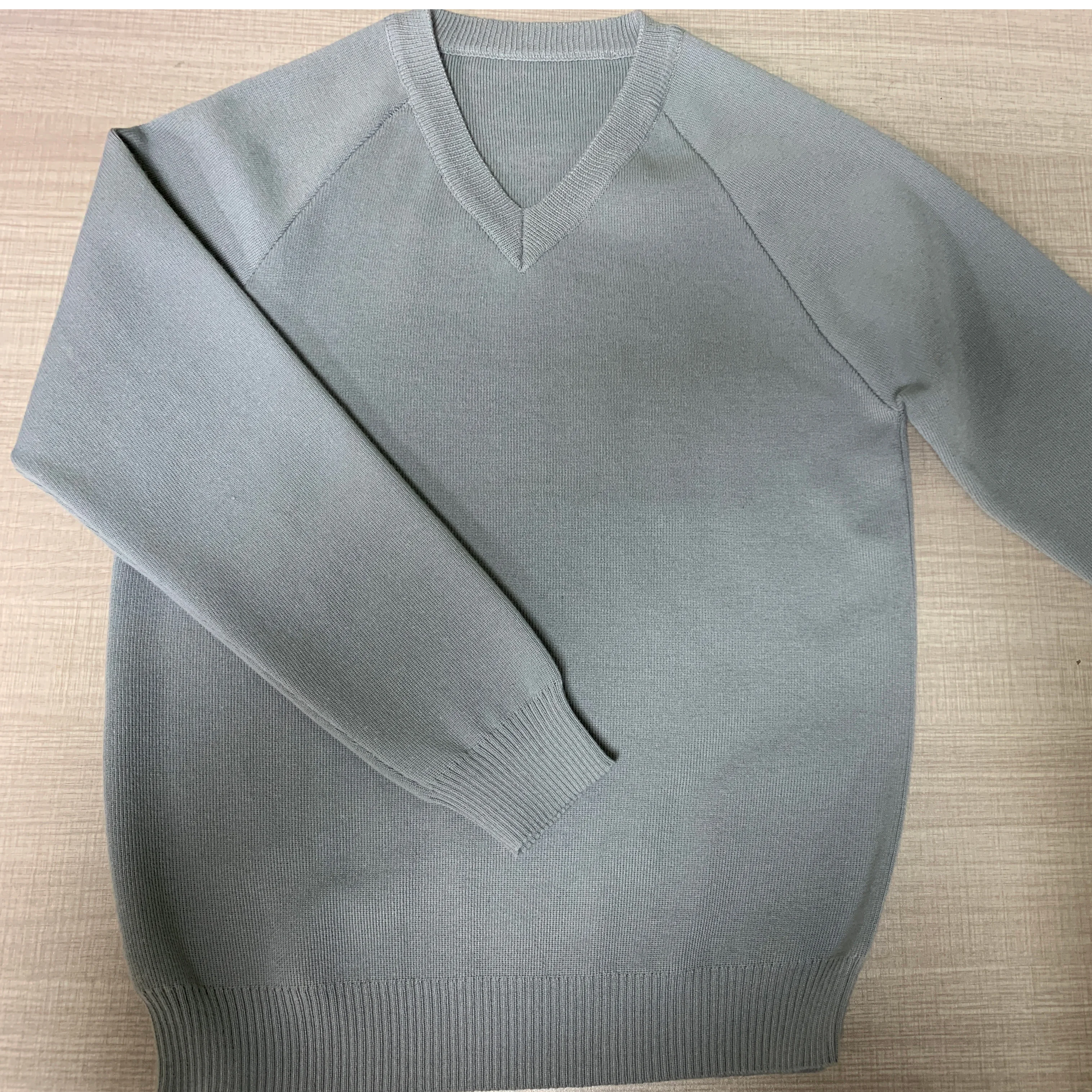 
Long sleeve v-neck knitted school jumper navy black wool cotton acrylic school sweater with logo 