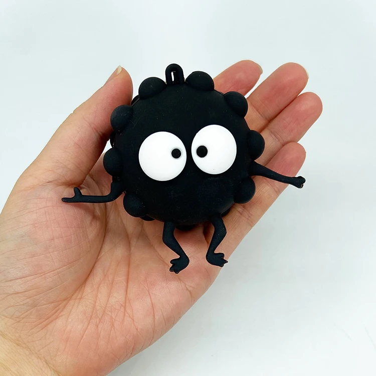 New Design Fidget Toys Silicone 3D Decompression Ball Kid Stress Relief Push Bubble Keychain Squeeze Toy