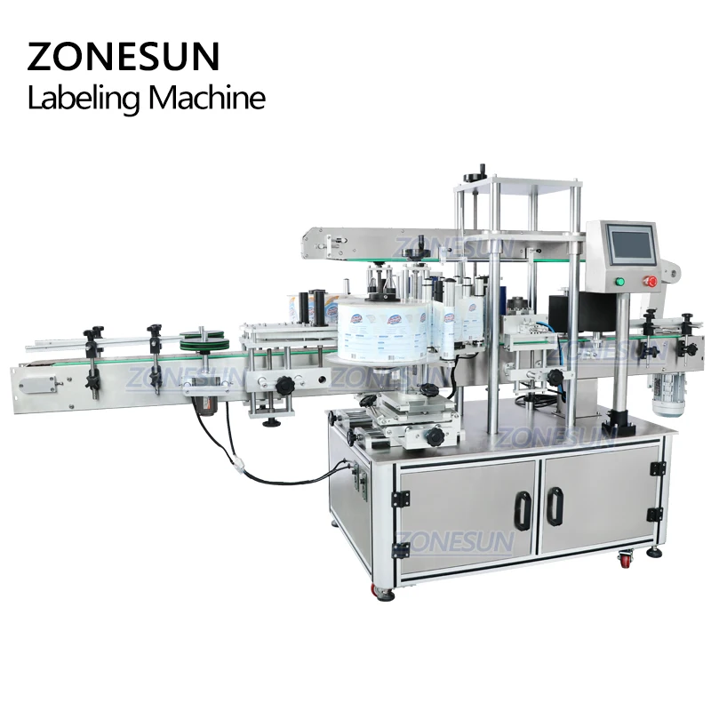 ZONESUN ZS-TB300Z полностью автоматический самоклеющиеся плоские круглые бутыль Косметическая двухсторонняя этикеточная