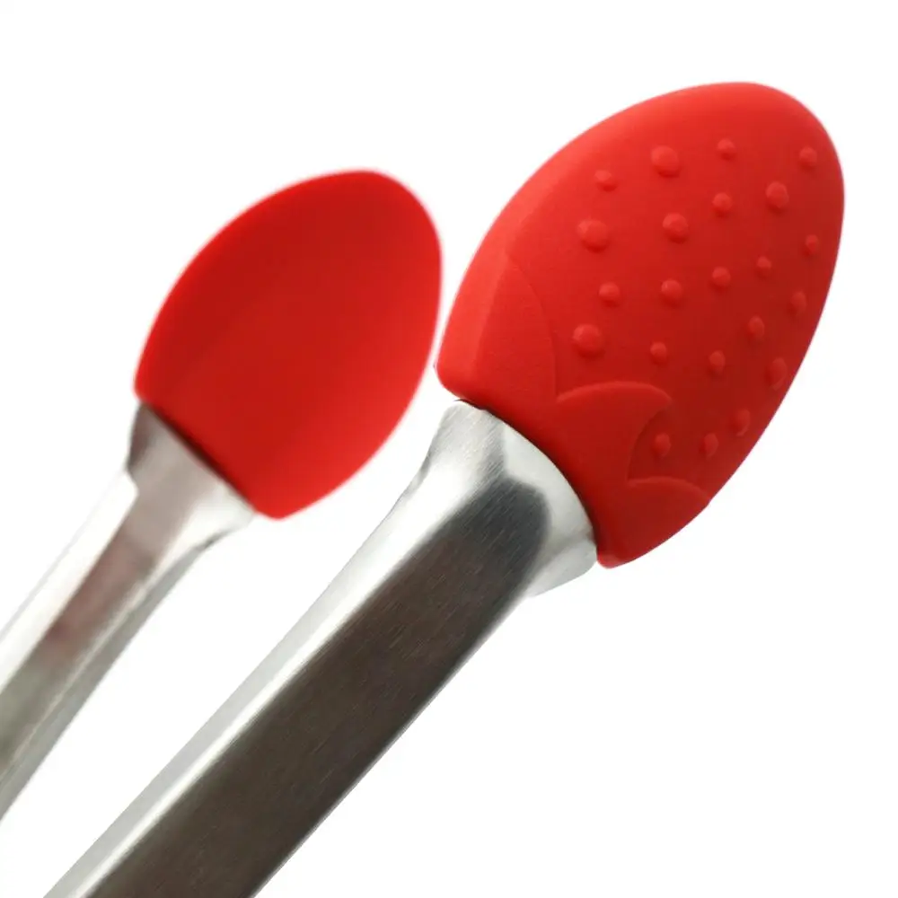 
Amazon trending products 12 inch Christmas Strawberry Shape Heavy Duty Stainless Steel And Silicone Kitchen BBQ Tongs 
