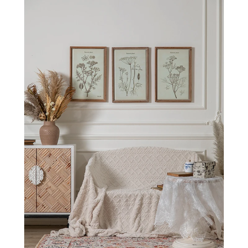 French country farmhouse home decor rustic rectangle iron frame wooden plant art craft wall hanging decor