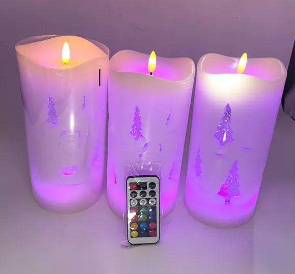 Newly designed Remote control function led 3D light candle/Water swirl led light candle