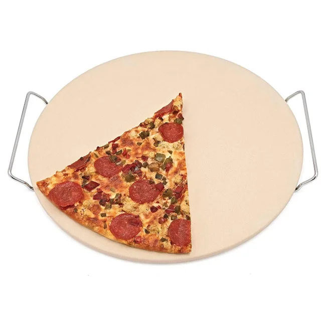 33cm Pizza Stone Board With Handle Square Dish High Temperature Resistance Ceramic Plate Pizza Baking Pan Pizza Stone Tray