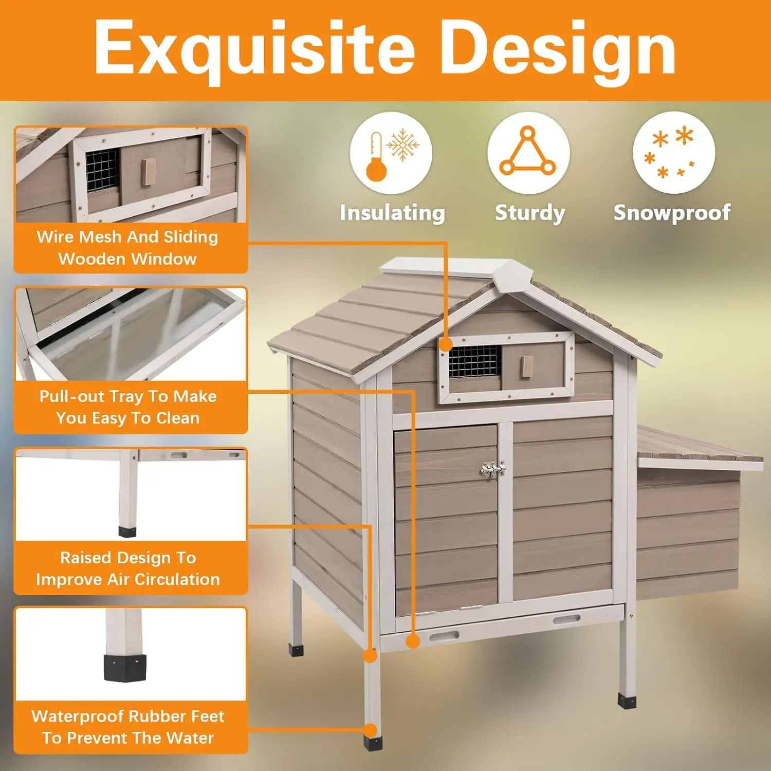 2024 Hot Sale outdoor large wood pet house cages chicken coop houses for laying hens