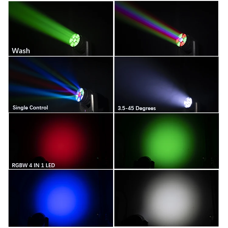 Professional Show Lighting RGBW 7x40w Wash Mini Bee LED Moving Head DMX Stage Light Pixel Wash Beam Lights for Night Club