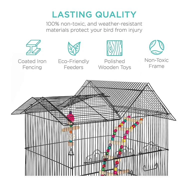 Indoor Outdoor Iron Bird Cage for Medium Parrot Lovebird Finch Parakeets Cockatiel With Removable Tray
