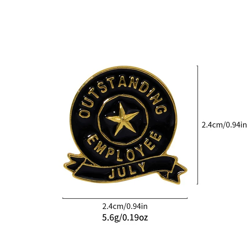 Brooches Pins for Women Fashion Vintage Round Black Color Letter Award for Dress Cloths Bags Decor Enamel Metal Jewelry Badge