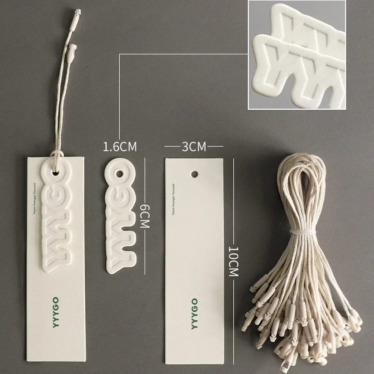 High Quality Cheap Embossed Paper Garment Swing Tag  Eco-Friendly  Clothes Tag With Custom Logo With String Rope