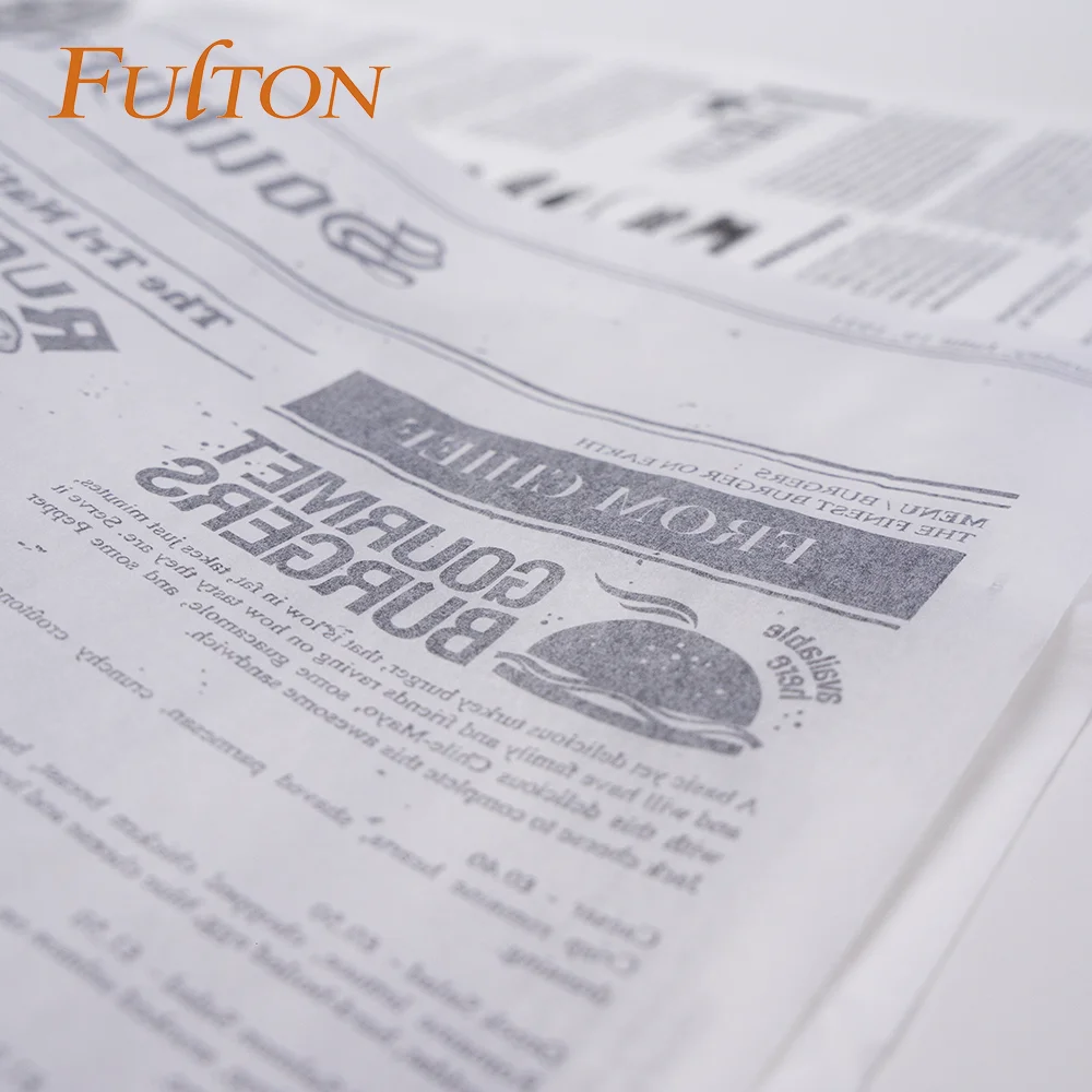 Custom Silicone Coated Newspaper Printed Greaseproof Paper Rolls For Sandwich & Deli Wrapping