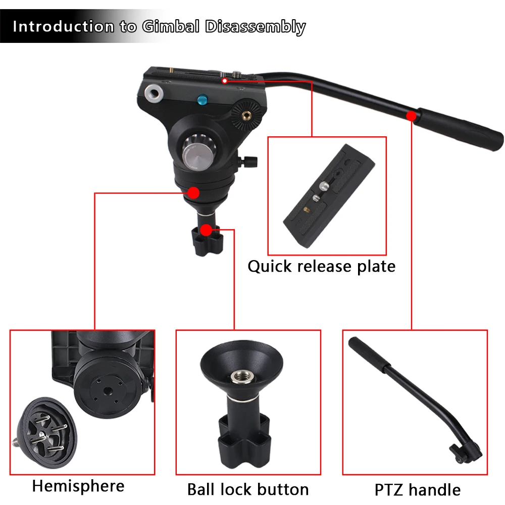 BZ DP50 hydraulic pan/tilt camera tripod professional accessories for camera hydraulic pan/tilt tripod interview