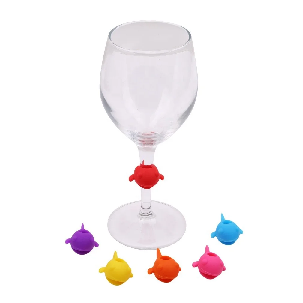 OKSILICONE Silicone Wine Glass Drink Markers for Bar Party Drinking Buddy Cup Identification Cup For Cocktail  Stem Glasses