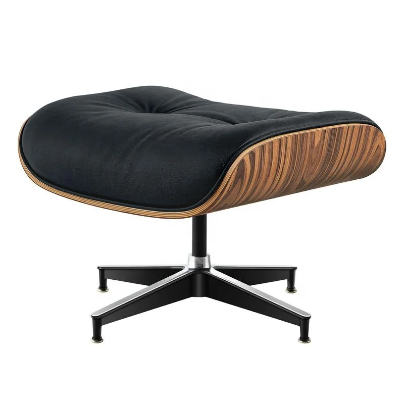Оптовая продажа, стандартное кресло середины века, современное роскошное вращающееся кресло из натуральной кожи и пуфик