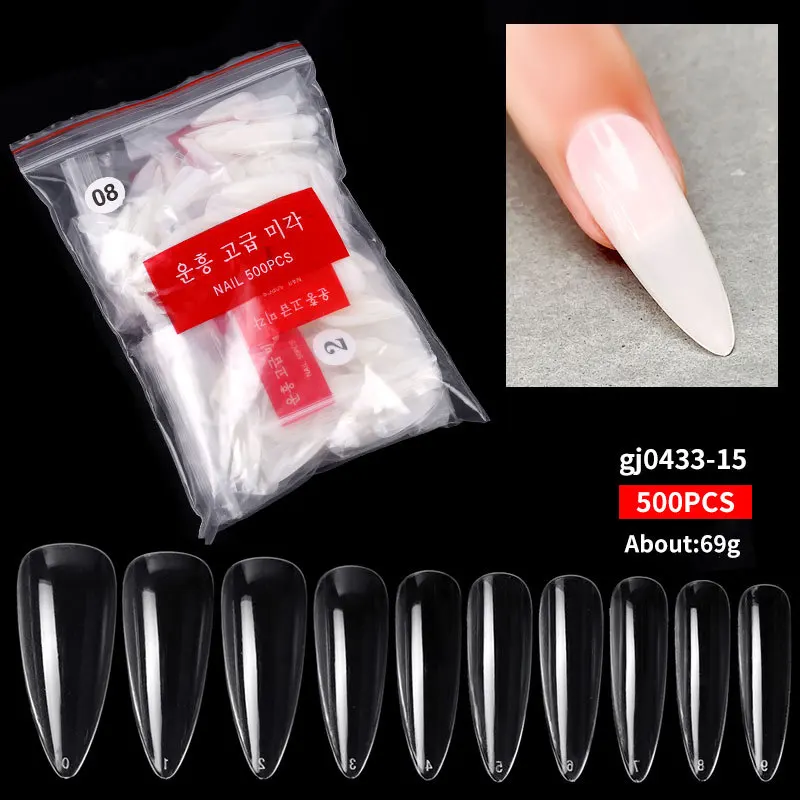 Wholesale 500 Pcs Coffin False Nail Tips Private Label Full Cover Long Nails unique nail art tips