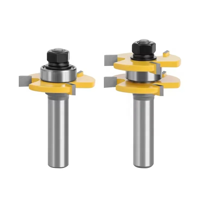 2PCS 12mm Shank Tongue & Groove Joint Assemble Router Bit Set Router Bits for Wood Woodworking
